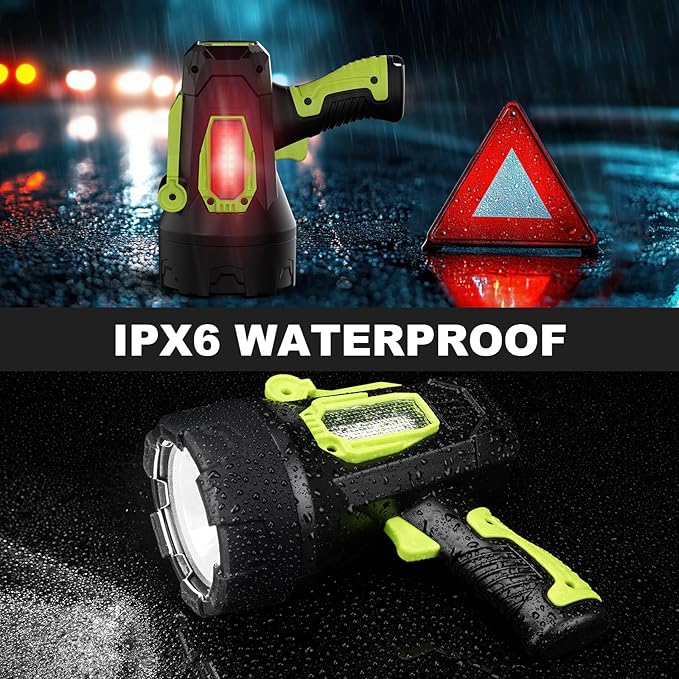 Rechargeable Spotlight, 99000 Lumens Super Bright Led Spotlights Flashlight with Cob Light, 10000ɱAh Spot Lights, Handheld Spotlight for Hunting Boating Outdoor, Long Runtime