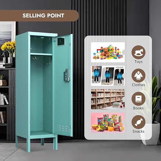 Metal Kids Locker,Metal Cabinet Storage Lockers,Lockable for Employees with Door,54" Height Steel Locker,Lockable Steel Locker for Children's Room, Playroom, School,Gym