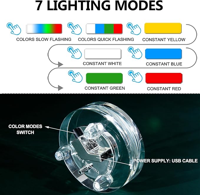 IFOLAINA Crystal LED Light Base Multicolor Changing Pedestal Color Show Stand Lighted Display Plate AC Power for 3D Glass Art Round Light Base