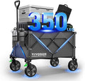 VIVOSUN Collapsible Folding Wagon, 350 lb Load-Bearing Outdoor Utility Cart with Silent Universal Wheels, Cup Holders &Side Pockets, Adjustable Handle, for Camping, Garden, Sports, Picnic, Shopping