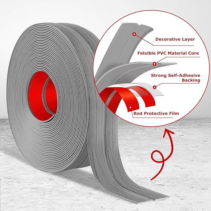 Flexible Wall Corner Protector Moulding Trim Peel and Stick Wall Corner Guards Edge Protector Self Adhesive Molding Trim Strip for Edge Ceiling (Light Gray Wood Grain, 2.4 in x 20 Ft)