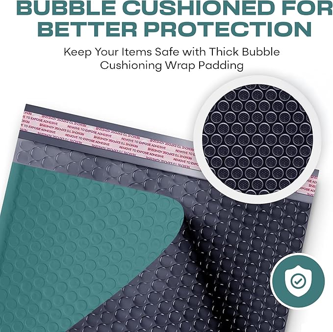 Green Extra Large Poly Bubble Mailers 14.25x20 inch #7 | Self Seal Large Padded Envelopes | Air Cushioned Bubble Mailer | Usable Size 14.25x19 Lightweight Mailing Shipping Bags| 100 Pack Bulk