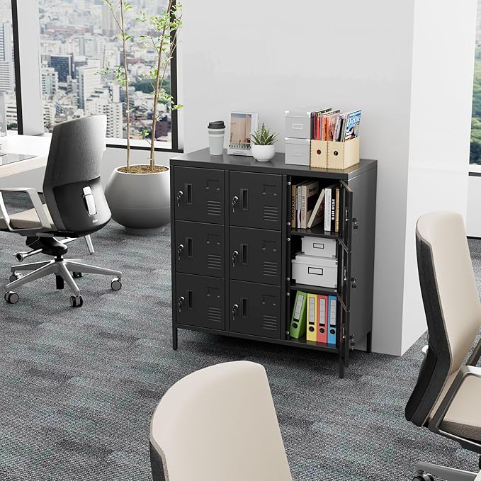 Aobabo 9 Doors Steel Storage Locker Cabinet for Employees, Metal Locker for School Office Gym Bedroom, Industrial Storage, Black, Assembly Required