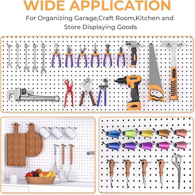 INCLY 50 Pack 6 Inch Pegboard Hooks, 1/4" Heavy Duty Peg Board Hooks Accessories with Rubber Tipped, Peg Board Tool Hangers Fit 1/4" Pegboard for Hanging Tools Garage, Craft Room, Kitchen, Store
