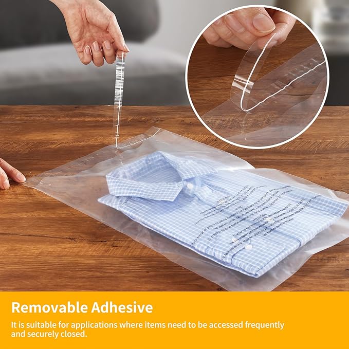 iMailer - 1000 Count - 8" x 10" Clear Plastic Poly Bags with Suffocation Warning for Clothing, T-Shirt, Brochure, Prints, Handicraft Gift- Resealable Adhesive,Not Strong