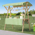 Collapsible Wooden Food Cart with Wheels, Heavy Duty Mobile Vendor Stand for Farmers Market, Snacks, Desserts and Street Kiosk(Green,150cm/59in)