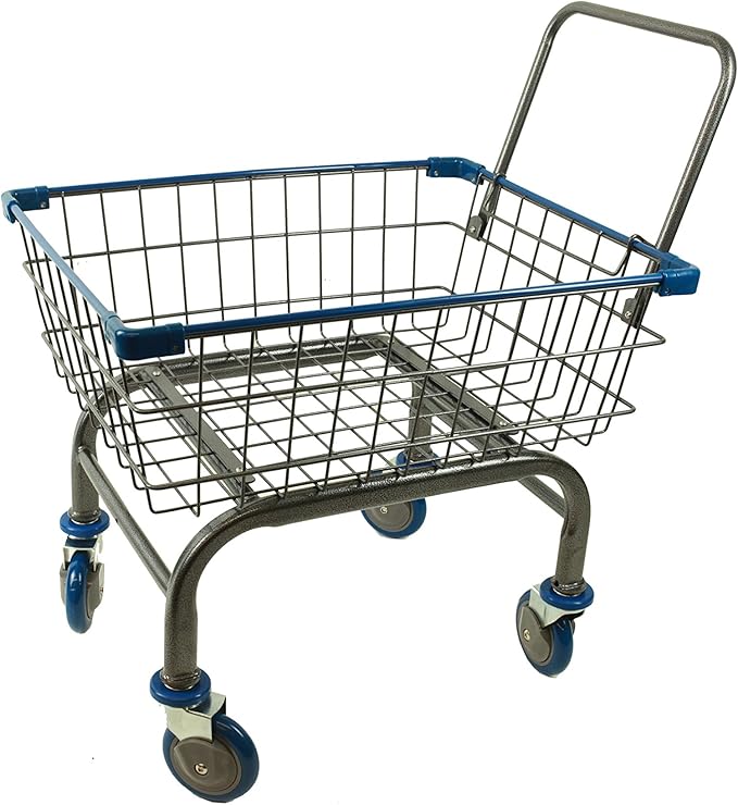 Heavy Duty Laundry and Grocery 1.8 Bushel Cart With U-Handle (Blue)