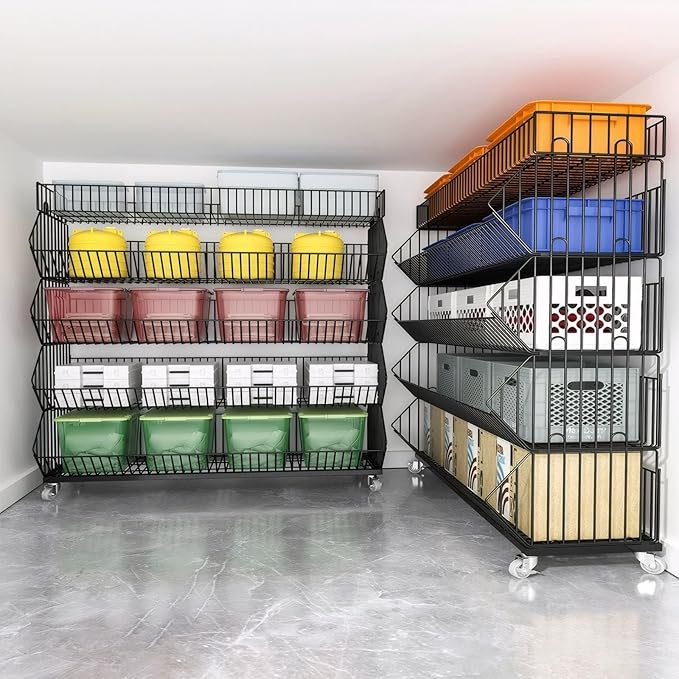 5-Tier Slanted Rolling Retail Display Rack with Locking Wheels | Heavy-Duty Metal Snack & Chip Display Stand for Grocery Stores, Supermarkets, Bakery | Space-Saving Store Organization Shelf