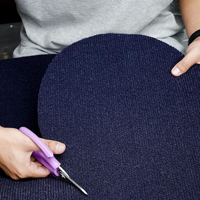 Carpet Tiles Peel and Stick, Self Adhesive Carpet Floor Tile 24" x 24", Dark Blue Soft Padded Flooring Sticker, Home Decor for Bedroom Living Room Office, 20 Tiles per Box