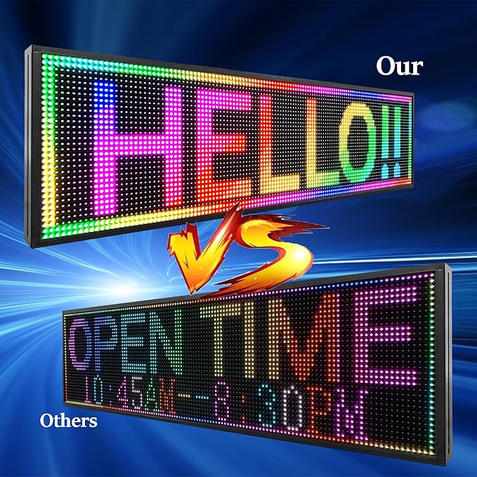 P10 52x14 inch Full Color WiFi LED Display Sign Outdoor Waterproof lP45 Digital Boardfor Restaurants, Cafes & Bars with Dynamic Ads, Remote Programming and Easy Setup