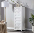 Tall White Dresser for Bedroom with 7 Drawers, 52" Tall Chest of Drawers Modern Wooden Lingerie Chest with Crown Molding and Solid Wood Ball Legs, Anti-0xidation Zinc Alloy Knob(White)