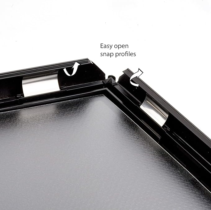 M&T Displays Opti Snap Poster Frame 8.5x11 Inch Black 1" Aluminum Profile Front Loading Wall Mounting Photo Picture Document Certificate Sign Holder Mitered Corner Anti Glare Cover (100 pack)