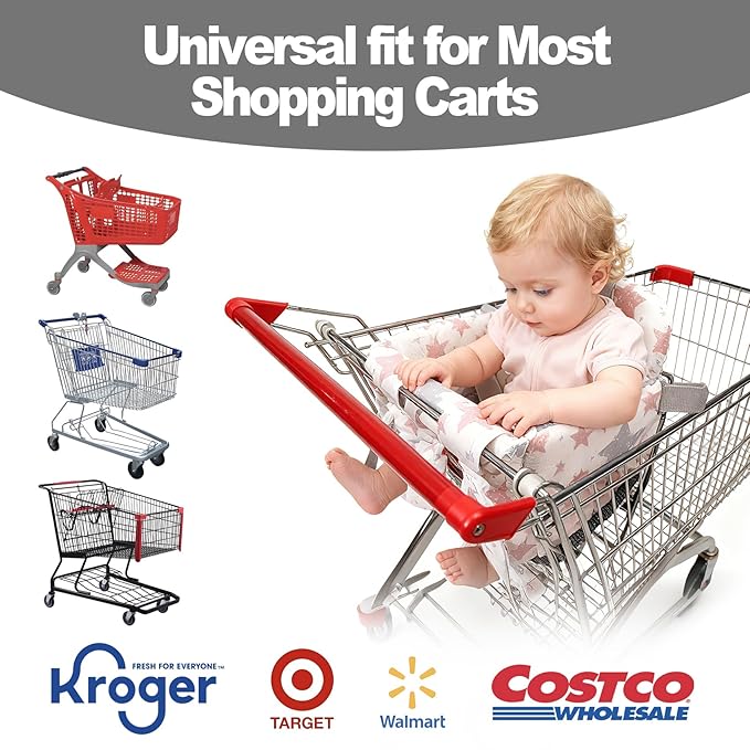 Padded Shopping Cart Cover for Baby Boy & Girl, High Chair Cover for Restaurant Seat, Machine Washable Infant Toddler Buggy Seat Cover(Star)