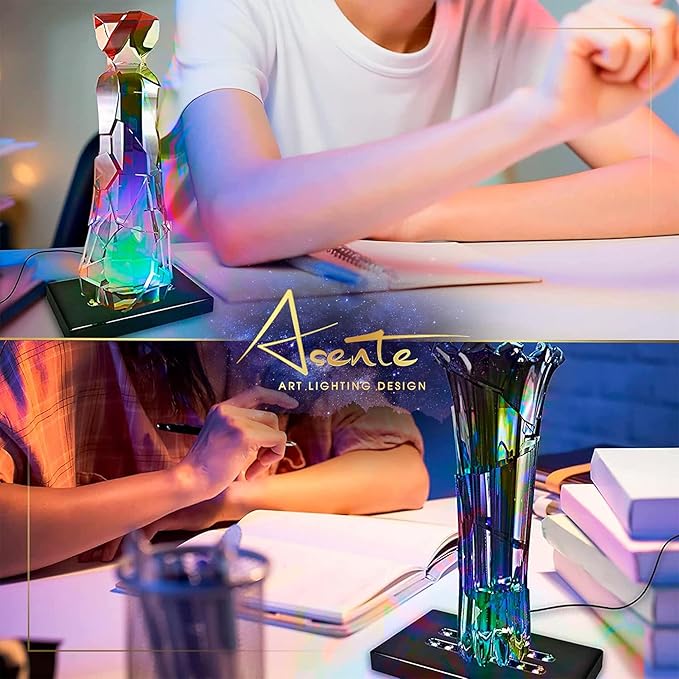 16 LED Light Base for Glass Art - Illuminated Rectangle Display Pedestal - Lighted Stand For 3D Crystal and Glass Sculptures - Adapter Plug Powered - 6.50 Inch Lighted Mirror Box (Black)