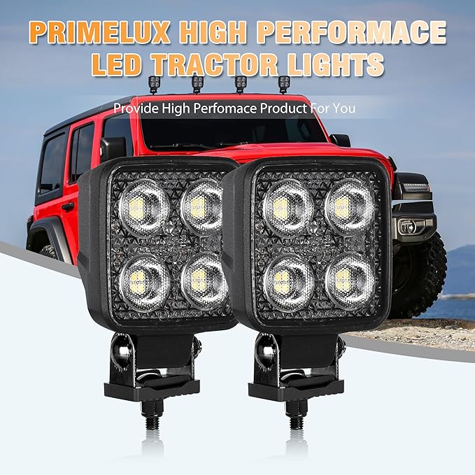 2.8 Inch 48W 5952LM LED Work Light Bar, with Shock Pad 12V Flood Light IP68 Waterproof, 2PCS LED Tractor Lights Applicable for Tractor Excavator Truck Off-Road Vehicle SUV ATV UTV
