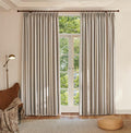 Textured Linen Pencil Pleated 100% Blackout Curtains for Bedroom/Living Room Blackout Curtains 120 Inches Long, Energy Saving Window Treatment Curtains,26Wx120Lx2,Sand Beige