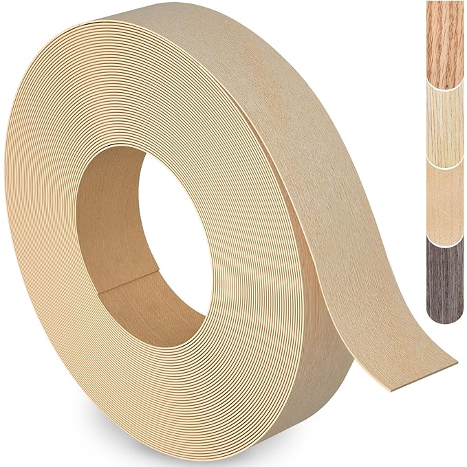 Birch Edge Banding, 5/8 inch x 250ft roll of Veneer Edge Banding, Pre-glued Flexible Real Wood Tape for Cabinet Repair and Furniture Restoration