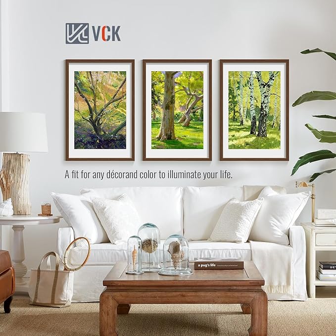 VCK 20x30 Poster Frame 5 Pack - Brown, High-End Wood Picture Frames with Polished Plexiglass, Display 16x24 Photo with Mat or 20x30 without Mat, Art Gallery-Quality, Wall Hanging, Brown