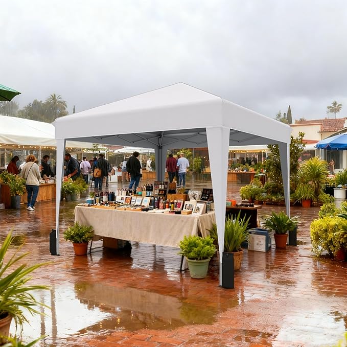 SANWAY 10x10 Pop up Canopy Tent, One-Button, Outdoor Instant Canopy Protable for Events, Camping, Parties, Vendor, Beach Tent - White