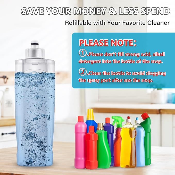 Spray Wet Mops for Hardwood Floor Cleaning: MEXERRIS Floor Mop with 3 Washable Pads for Swiffer Powermop - Refillable Dust Dry Mop - Home Commercial Mops for Wood Laminate Ceramic Tiles Vinyl