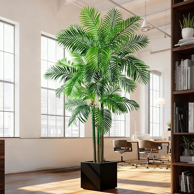 Big Artificial Palm Tree Tall Faux Tropical Trees Indoor Outdoor Realistic Floor Plants Large Fake Plant for Home Living Room Office Decor Porch Outside Patio arboles para Modern Farmhouse decoracion