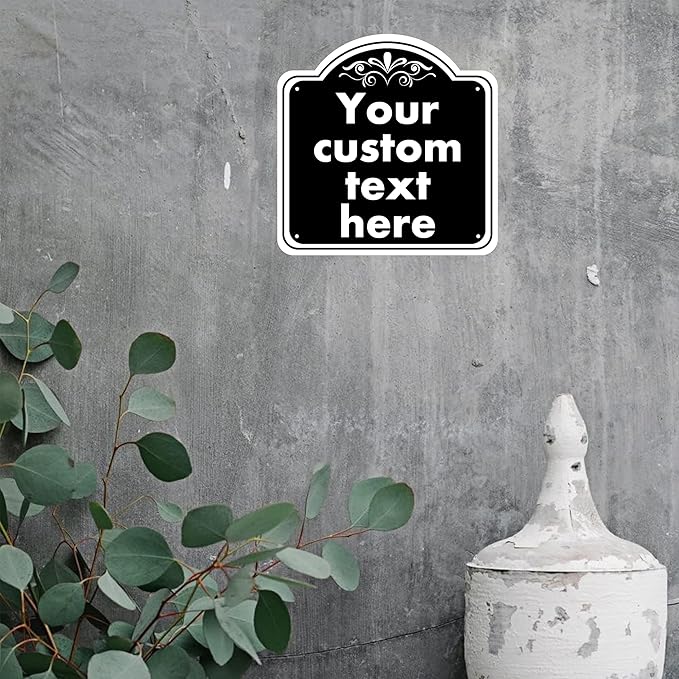 Custom Indoor/Outdoor Aluminum Weatherproof Metal Sign, Modern Minimalist Style, Black, 14*14 Inch, Customize for Office, Business, Workplace, Home, Delivery Signs