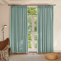 Textured Linen Pinch Pleats 100% Blackout Curtains for Bedroom/Living Room Blackout Curtains 84 Inches Long, Energy Saving Window Treatment Curtains,42Wx84Lx2,Green