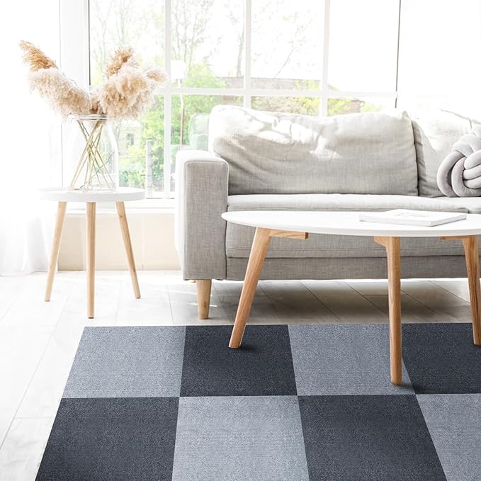 Peel and Stick Carpet Squares 24" x 24", Self Adhesive Non-Slip Carpet Tiles, Peel and Stick Soft Padded Carpet Tiles for Kitchen Bedrooms Indoor Outdoor(10 Tiles/40 sq ft)