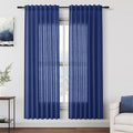 Nanspring Classic Blue Curtains 72 Inch Length for Living Room Semi Sheer Light Filtering Door Drapes 2 Panels Set for Kids Bedroom Light Filtering Back Tab Rod Pocket Modern Farmhouse Decor 52x72