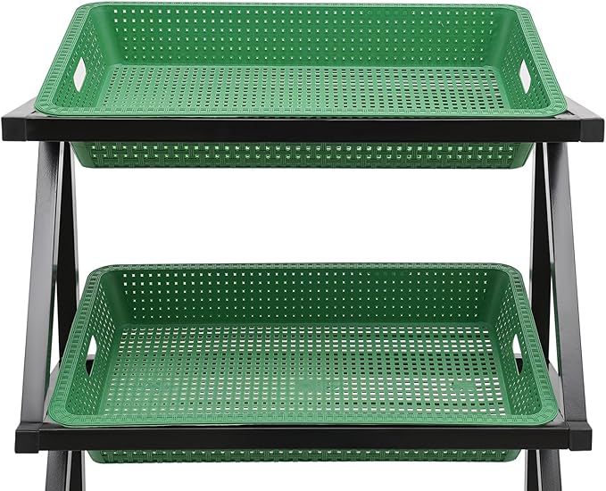 Fruit Vegetable Storage Basket,Kitchen Organizers 5 Tier Basket Stand Storage Baskets Market Shelf for Kitchen Store (Green)