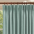 Textured Linen Double Pleated 100% Blackout Curtains for Bedroom/Living Room Blackout Curtains 96 Inches Long, Energy Saving Window Treatment Curtains,52Wx96Lx2,Green