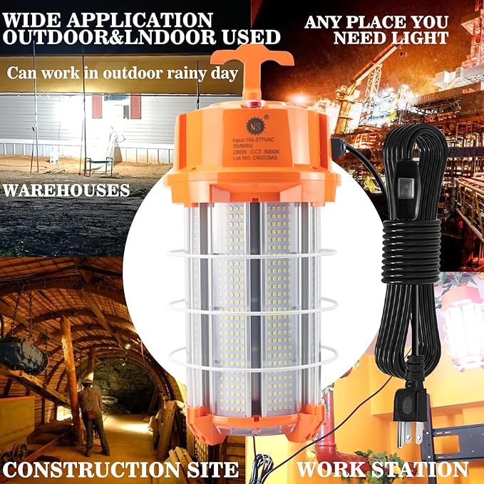 NS 280W LED Work Light 42,000 Lumens 5000K Construction High Lumens Super Bright Durable Temporary Job Site Lighting