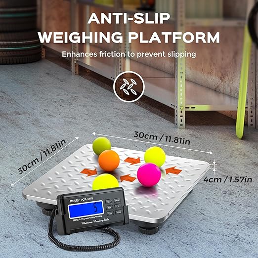 Bonvoisin Postal Scale Digital 300kg/660lb Parcel Shipping Scale with External LCD Display, Stainless Steel Platform, 4 AA Batteries & Mains Adapter Included, kg/oz/lb/lb-oz, Counting