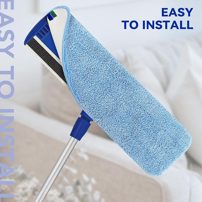 Replacement Microfiber Pad Fit for Rubbermaid Commercial 18 Inch Mop Head - 10 Pack Update Wrapping Wet & Dry Commercial Cleaning Reusable Refills Fit for Any Microfiber Flat Mop System 18"