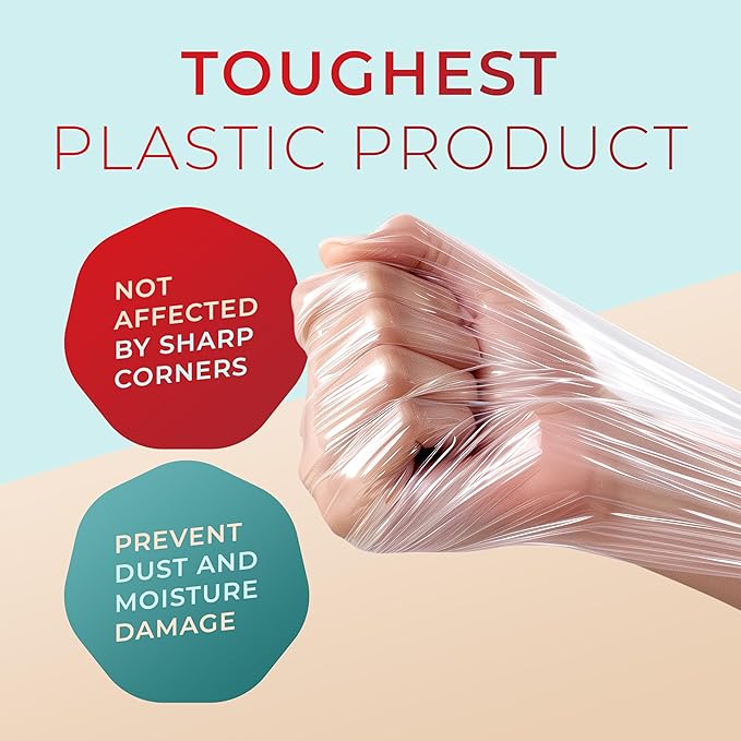 Shrink Wrap Roll for Moving | 80 Gauge 5" x 1000 FT Plastic Wraps for Packing | Clear Stretch Film for Pallets, Furniture, Boxes & Storage Protection - 6 Pack
