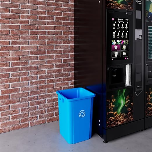 19 Gallon Blue Square Commercial Trash Garbage Can | Outdoor Office Restaurant School Kitchen