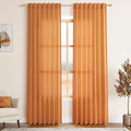 Orange Linen Blend Drapes 84 Inch Length 2 Panels Set Back Tab Rod Pocket Light Filtering Privacy Semi Sheer Textured Curtains Neutral Farmhouse Decor Curtains for Living Room Bedroom 52x84