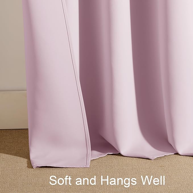 PONY DANCE Short Window Curtains - Kitchen Tiers Thermal Insulated Drapes Blinds Set Match with Curtain Panels for Girls Bedroom, 42 W x 36 L, Light Pink, 2 Pieces
