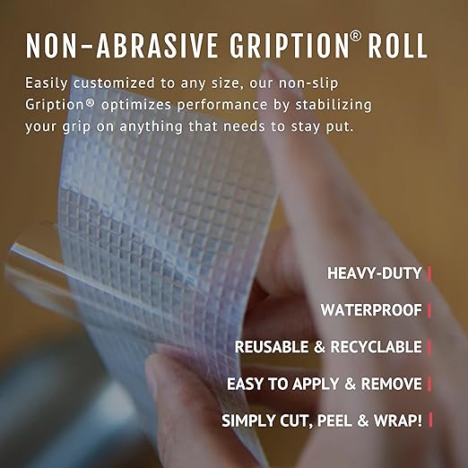 CATTONGUE GRIPS Non-Abrasive Grip Tape Wrap - 1” Thick Heavy-Duty, Waterproof Anti-Slip Tape for Wrapping Tools, Bats, Gym Equipment - Indoor & Outdoor Anti-Slip Solution (Clear, 10ft)