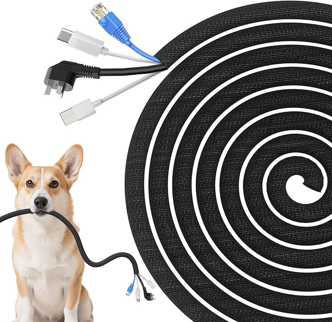 Cord Protectors from Pets No Chew, Ultra Durable Wire Protector Cord Covers for Pets, Flexible Cable Sleeve Cord Management for TV/Computer/Electric Wires/Phone Charging Cables (1/2"-50Feet)