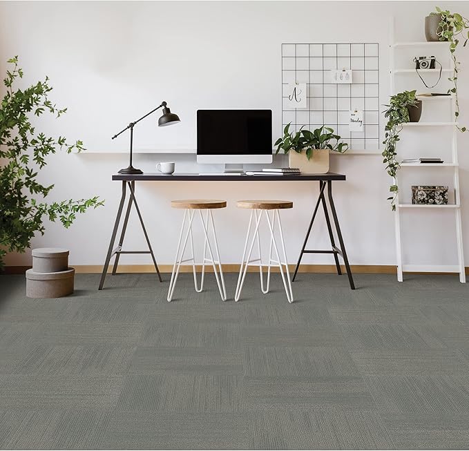 Mohawk Elite 24" x 24" Berber (Loop pile), 0.1" Pile Height, Carpet Tile, Nylon Fiber, Egret Color, (1 Tile)