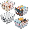 4 Pack【Extra Large】 Wire Handmade Storage Basket for Organizing Household Goods,Pantry Organization,Bathroom countertop,Laundry,Wardrobe Storage Basket,Black