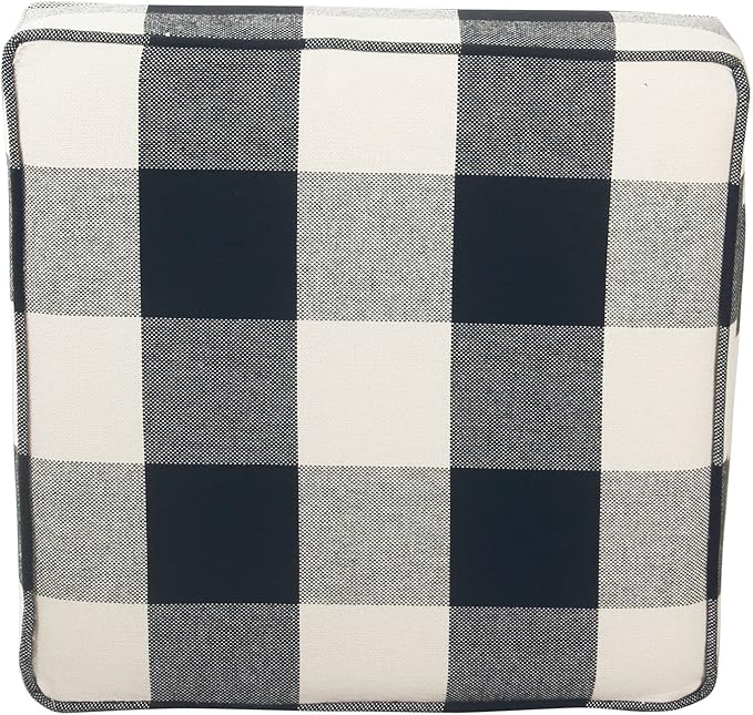 HomePop Home Decor | K7342-F2262| Classic Square Storage Ottoman with Lift Off Lid | Ottoman with Storage for Living Room & Bedroom, Black Plaid Large