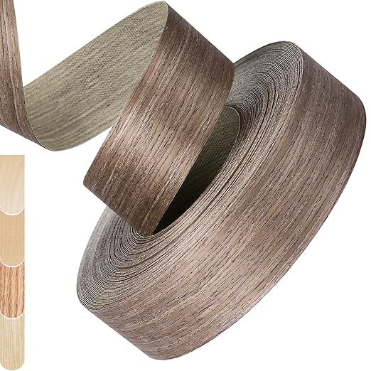 Walnut Edge Banding, 3 inch x 7ft Plywood Veneer Wood Edge Banding, Preglued Wood Tape Banding for Cabinet Repair