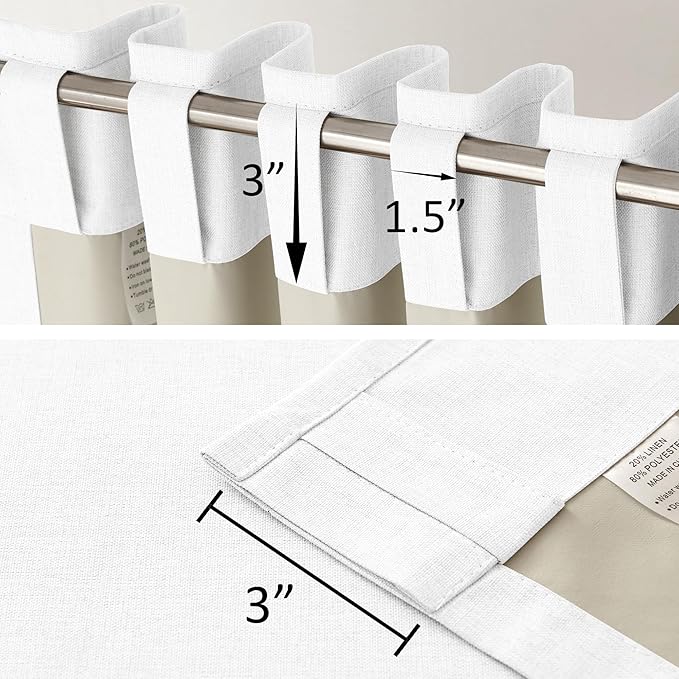 120 Inch Extra Long Linen Pure White Curtains Floor to Ceiling for Sliding Glass Doors 2 Panels, Flax Linen 100% Blackout Elegant Boho Thermal Curtains for Large Windows 10 FT Drapes,50 x 120 Inch