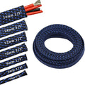 30ft PET Expandable Sleeving Wire Cable Sleeve (3/5", Blue&Black)