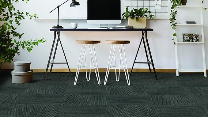 Mohawk Elite 24" x 24" Berber (Loop pile), 0.1" Pile Height, Carpet Tile, Nylon Fiber, Black Bird Color, (1 Tile)