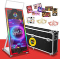 Magic Mirror Photo Booth 65" with 43" Touch Screen Selfie Mirror Photo Booth Machine with Flight Case, Mirror Photo Booth for Event Rental Wedding Party (65-43in White)