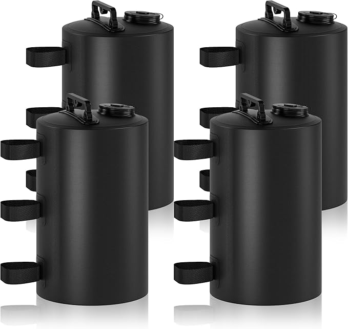Canopy Water Weights Bag, 88 lb Tent 4 Leg Weights Bag, Portable 10L Water Bag Windproof Fixed Canopy Weights Bag, for Outdoor Pop Up Tent, Canopies, Gazebo, Shelter, 4 Pack (10L Black)