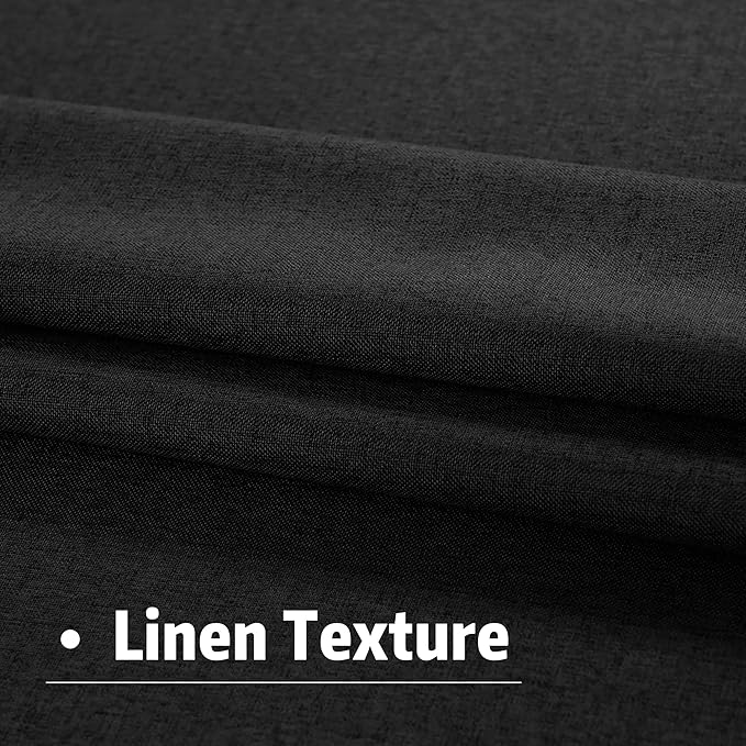 DUALIFE Black Blackout Curtains 102 Inch Length 2 Panels Set for Living Room Bedroom Rod&Back Tab Thermal Insulated 100% Black Out Linen Burg Drapes Room Darkening Window Curtains 72" x 102"